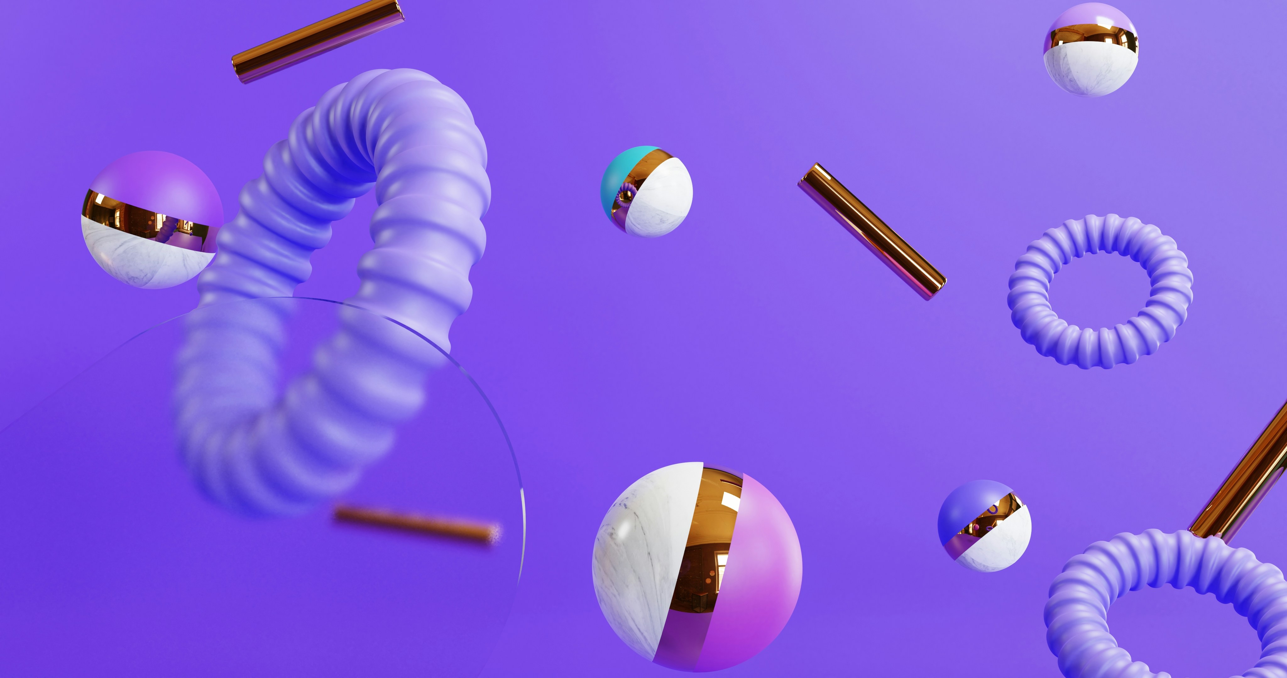 Abstract purple and gold shapes